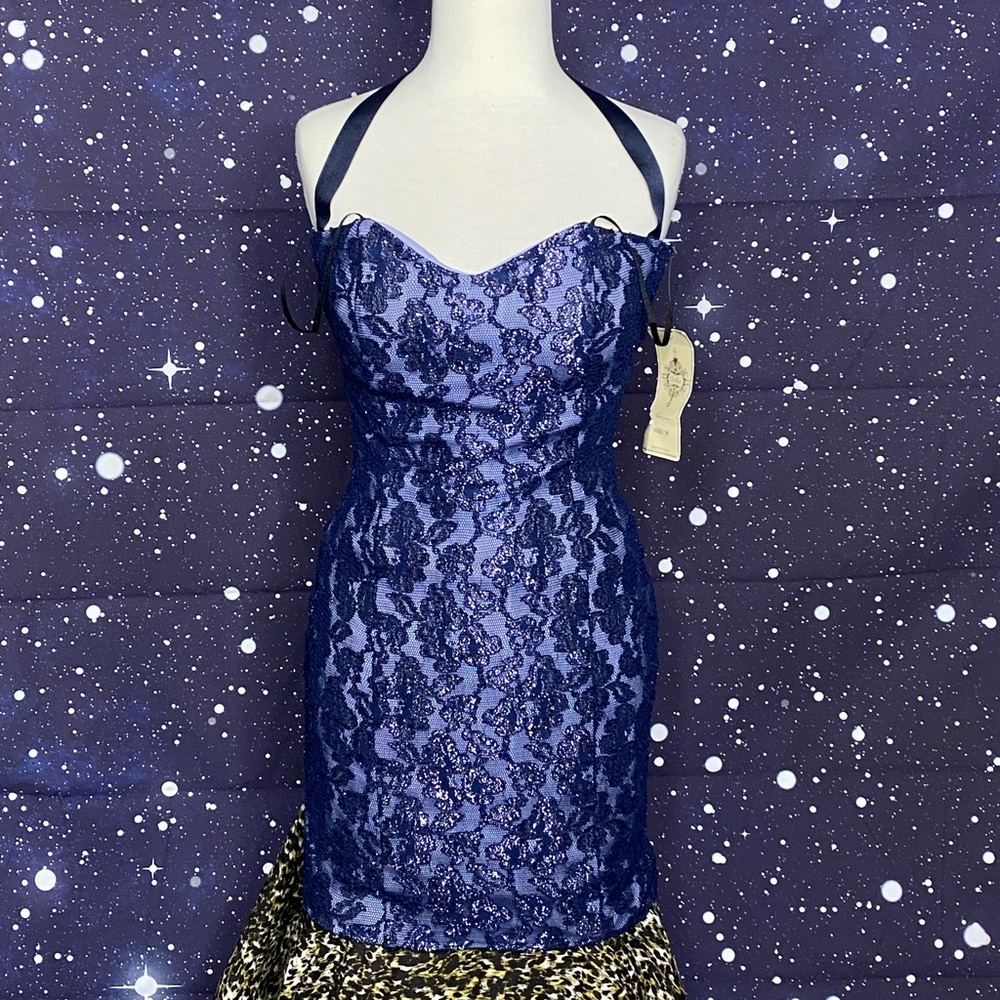 Beautiful blue lace short dress